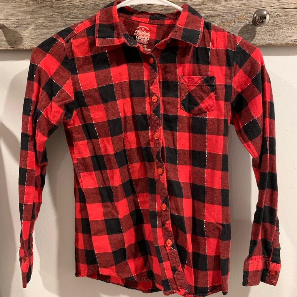 3/$12 faded glory long sleeve plaid button down
